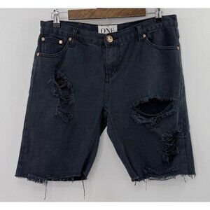 One Teaspoon Women’s Navy Blue Awesome Baggies Cut Off‎ Size 29 Distressed Denim